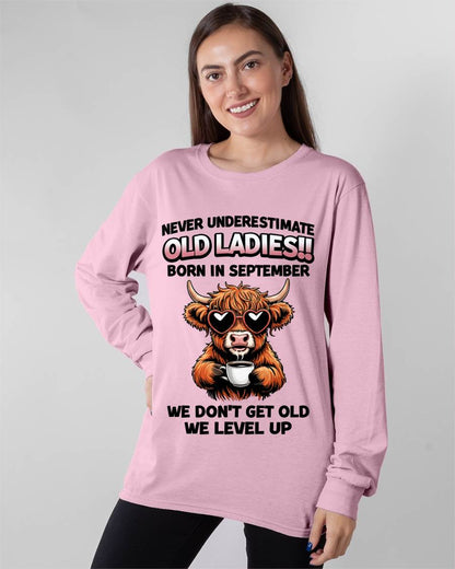SEPTEMBER BORN WOMEN LEVEL UP, NEVER GROW OLD SHIRT - FOR WOMEN - TLEE09 (SKU2606-79-09)