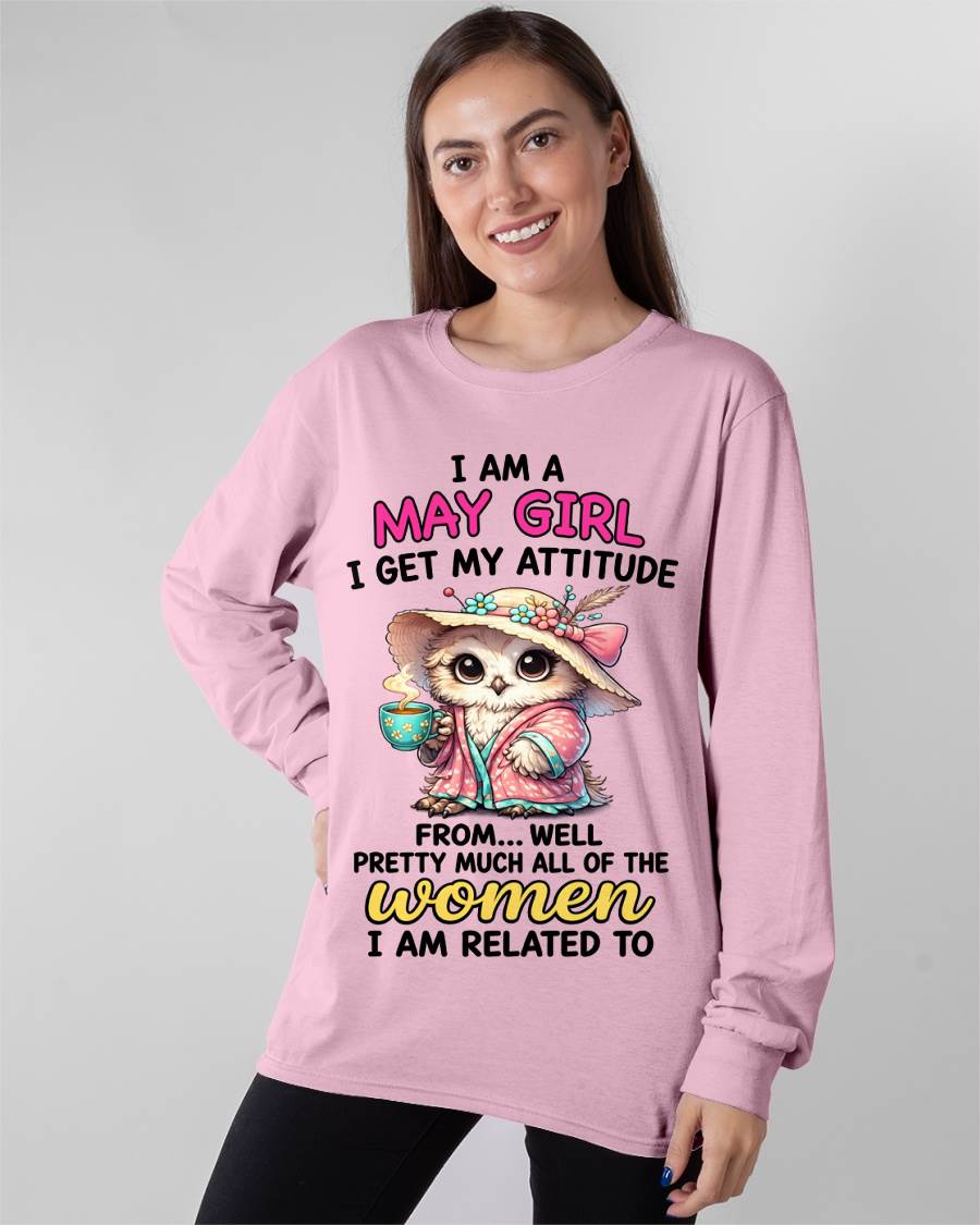 MAY GIRL – I GET MY ATTITUDE FROM MY FAMILY - FOR WOMEN - TLEE05 (SKU2604-294-05)