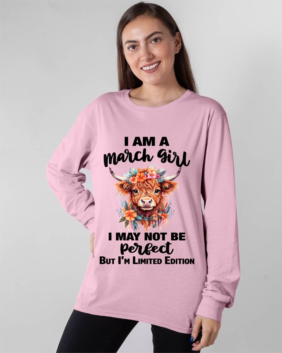 MARCH GIRL FLORAL HIGHLAND COW TEE - FOR WOMEN - TLEE03 (SKU2607-278-03)