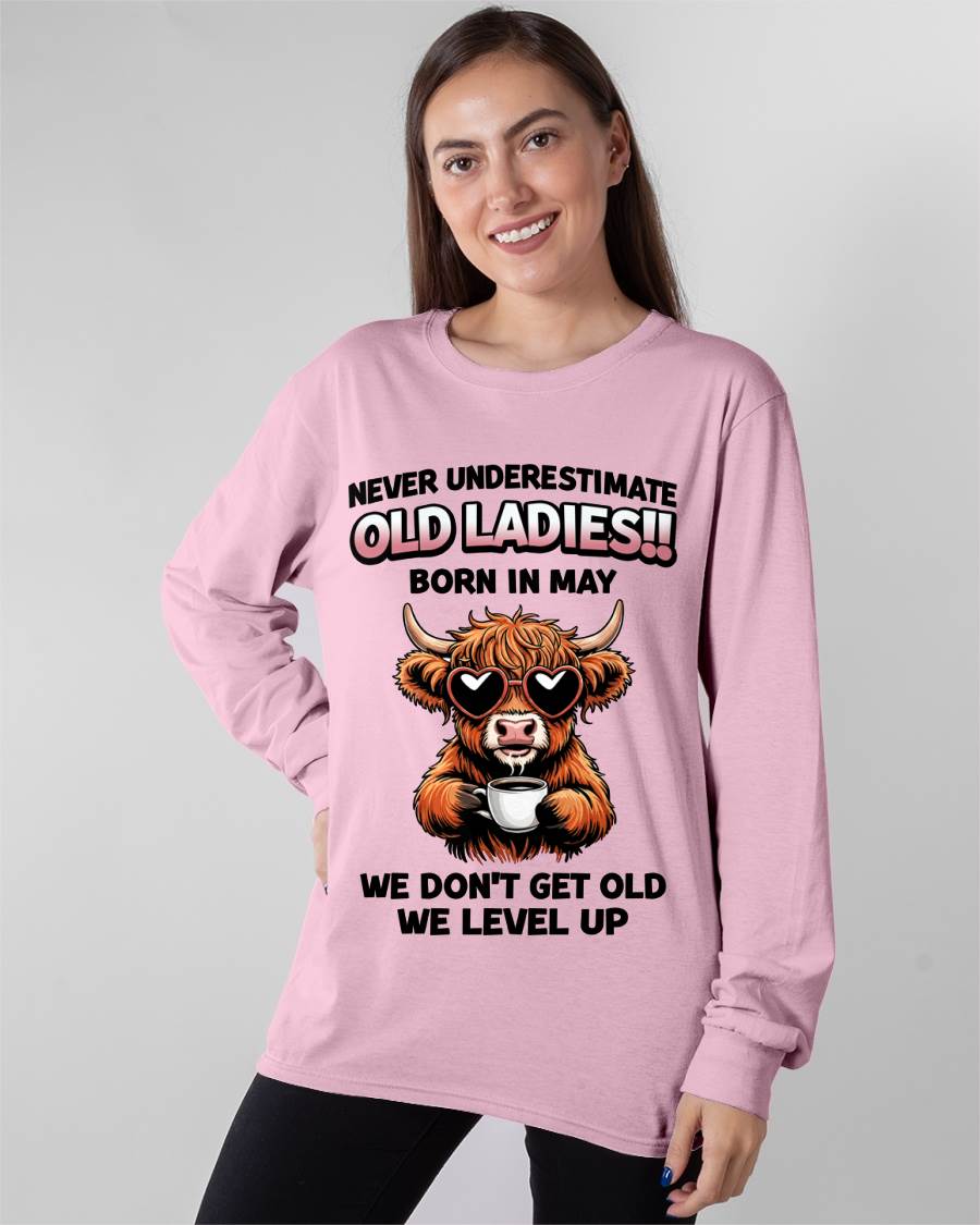 MAY BORN WOMEN LEVEL UP, NEVER GROW OLD SHIRT - FOR WOMEN - TLEE05 (SKU2606-79-05)