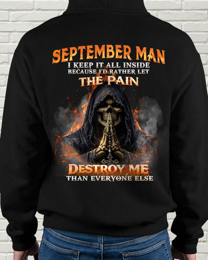 SEPTEMBER MAN SKULL SHIRT – I KEEP IT ALL INSIDE DARK GOTHIC T-SHIRT - FOR MAN - TLEE09 (SKU2604-136-09)
