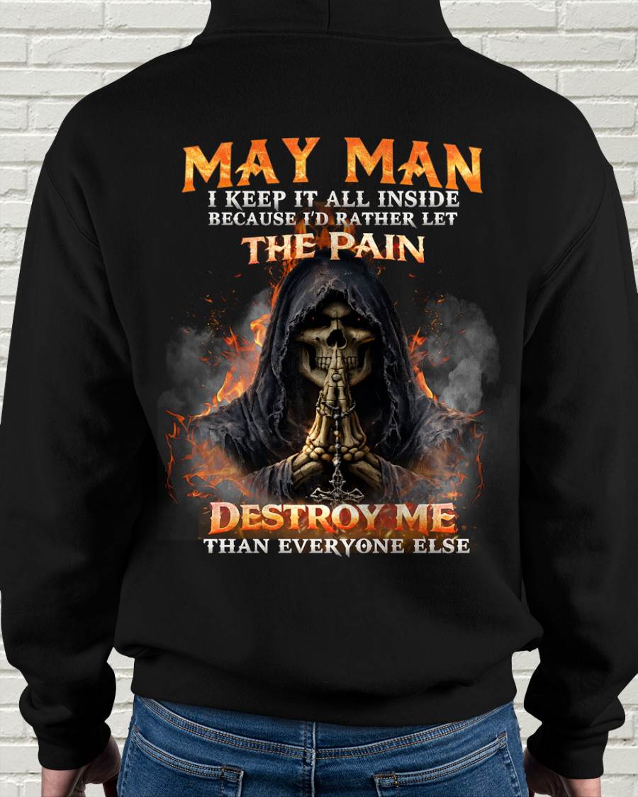 MAY MAN SKULL SHIRT – I KEEP IT ALL INSIDE DARK GOTHIC T-SHIRT - FOR MAN - TLEE05 (SKU2604-136-05)