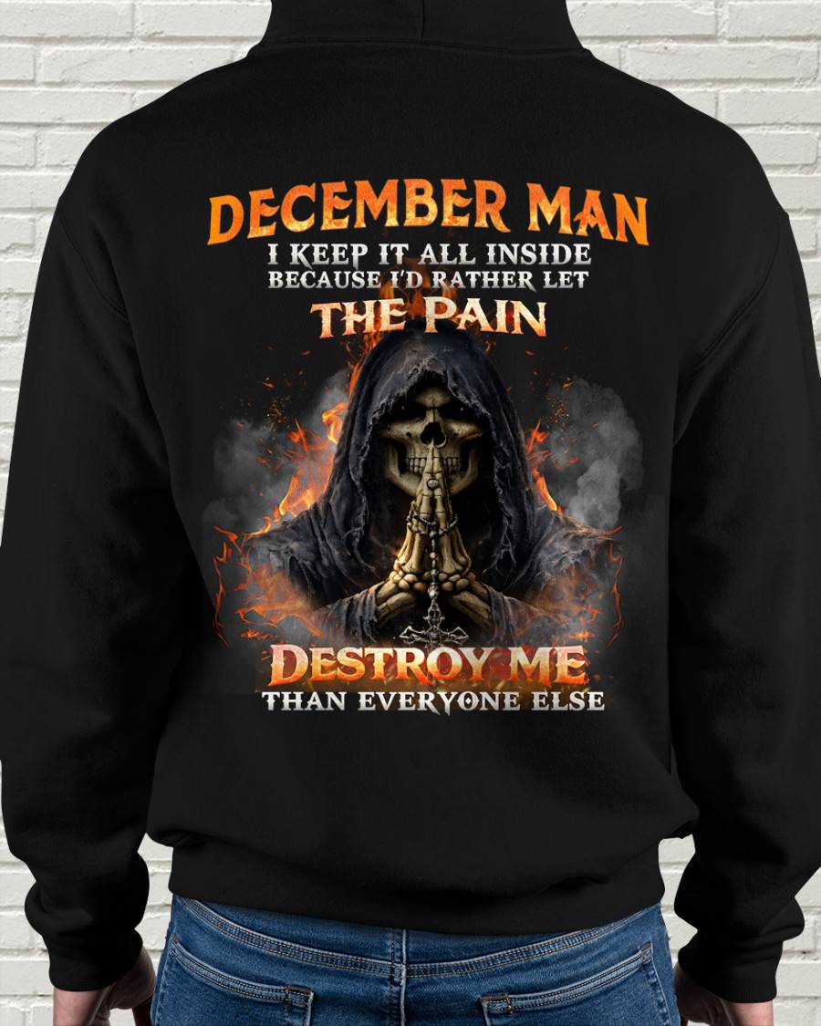 DECEMBER MAN SKULL SHIRT – I KEEP IT ALL INSIDE DARK GOTHIC T-SHIRT - FOR MAN - TLEE12 (SKU2604-136-12)