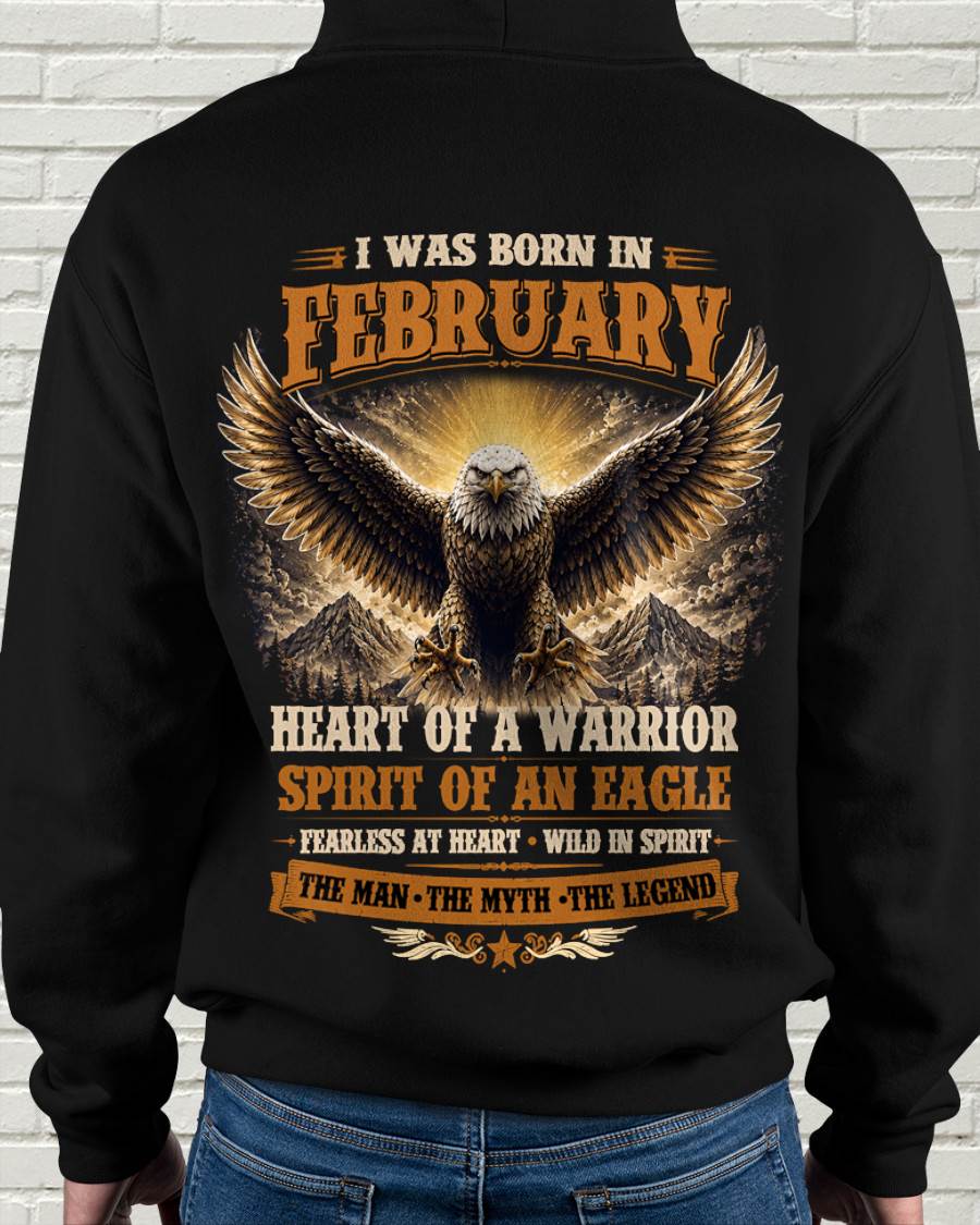 FEBRUARY BORN WARRIOR EAGLE SHIRT DESIGN - FOR MAN - TLEE02 (SKU2605-225-02)