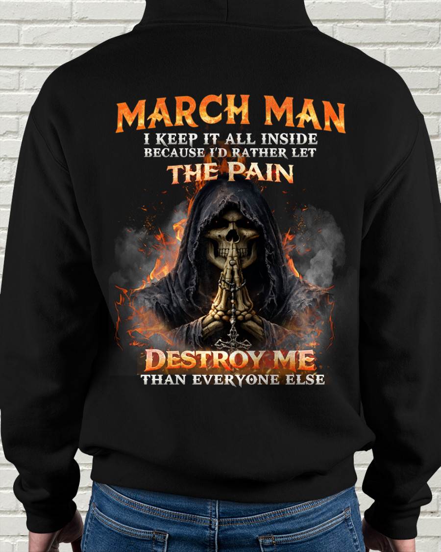 MARCH MAN SKULL SHIRT – I KEEP IT ALL INSIDE DARK GOTHIC T-SHIRT - FOR MAN - TLEE03 (SKU2604-136-03)