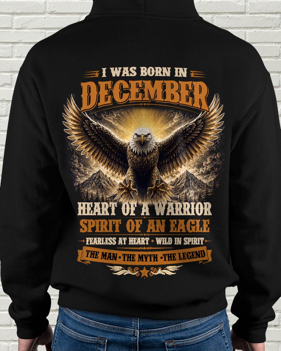 DECEMBER BORN WARRIOR EAGLE SHIRT DESIGN - FOR MAN - TLEE12 (SKU2605-225-12)