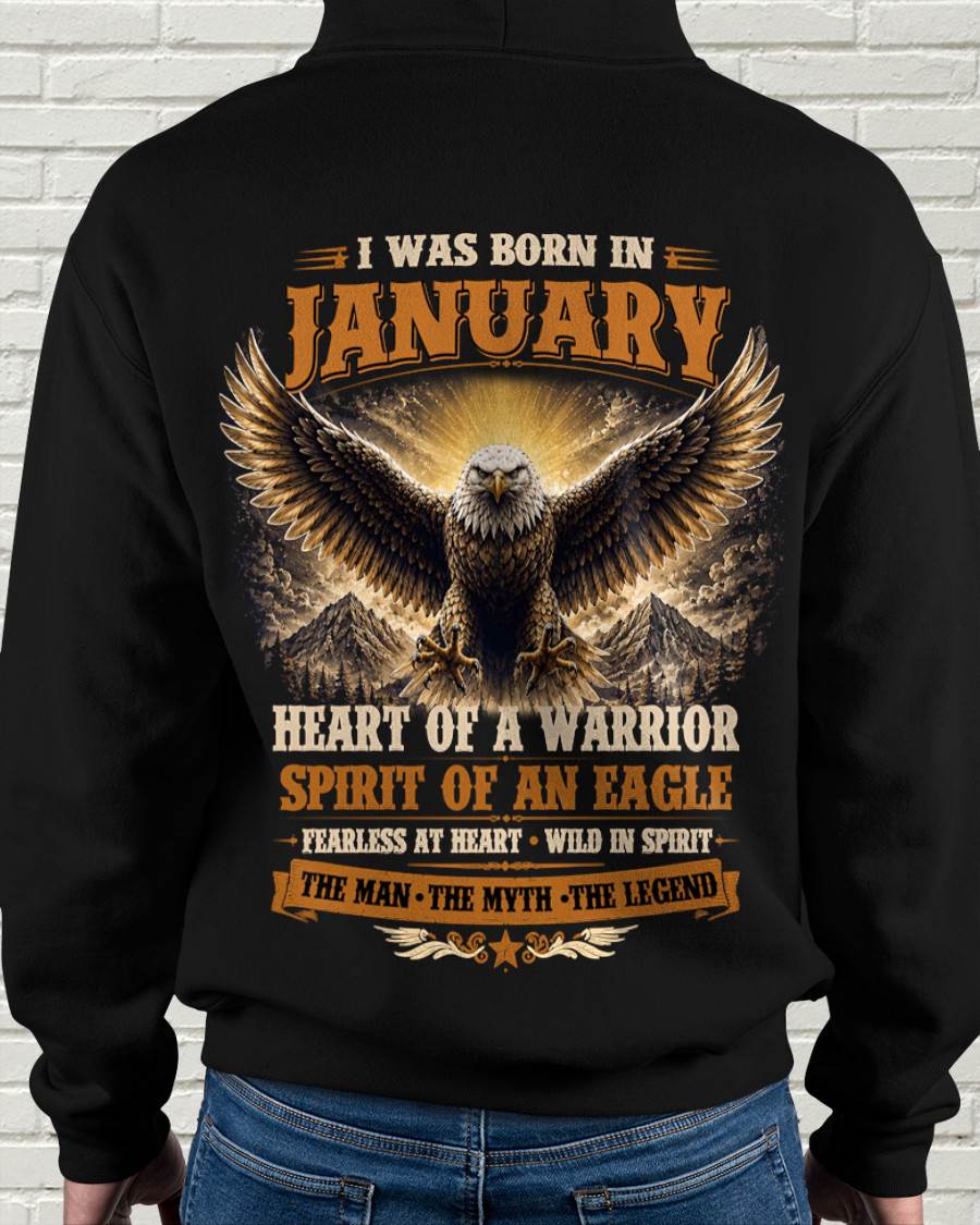 JANUARY BORN WARRIOR EAGLE SHIRT DESIGN - FOR MAN - TLEE01 (SKU2605-225-01)
