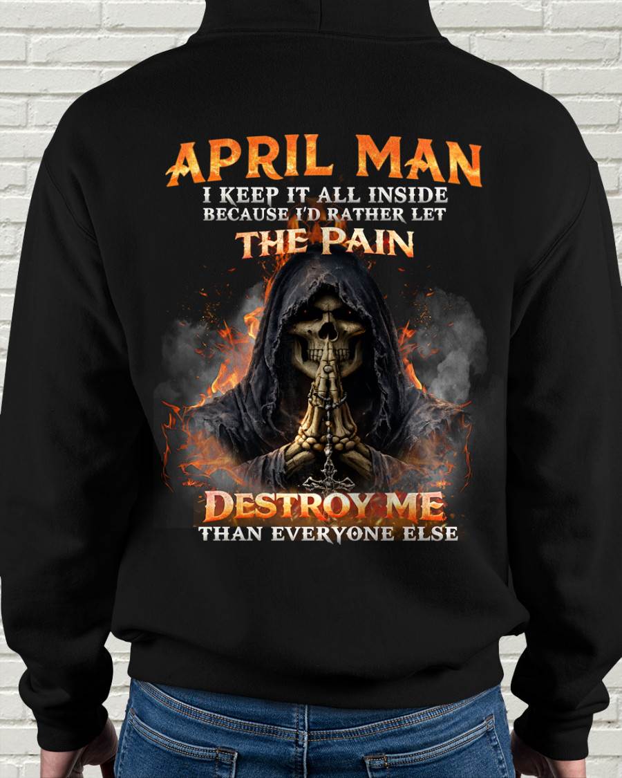 APRIL MAN SKULL SHIRT – I KEEP IT ALL INSIDE DARK GOTHIC T-SHIRT - FOR MAN - TLEE04 (SKU2604-136-04)