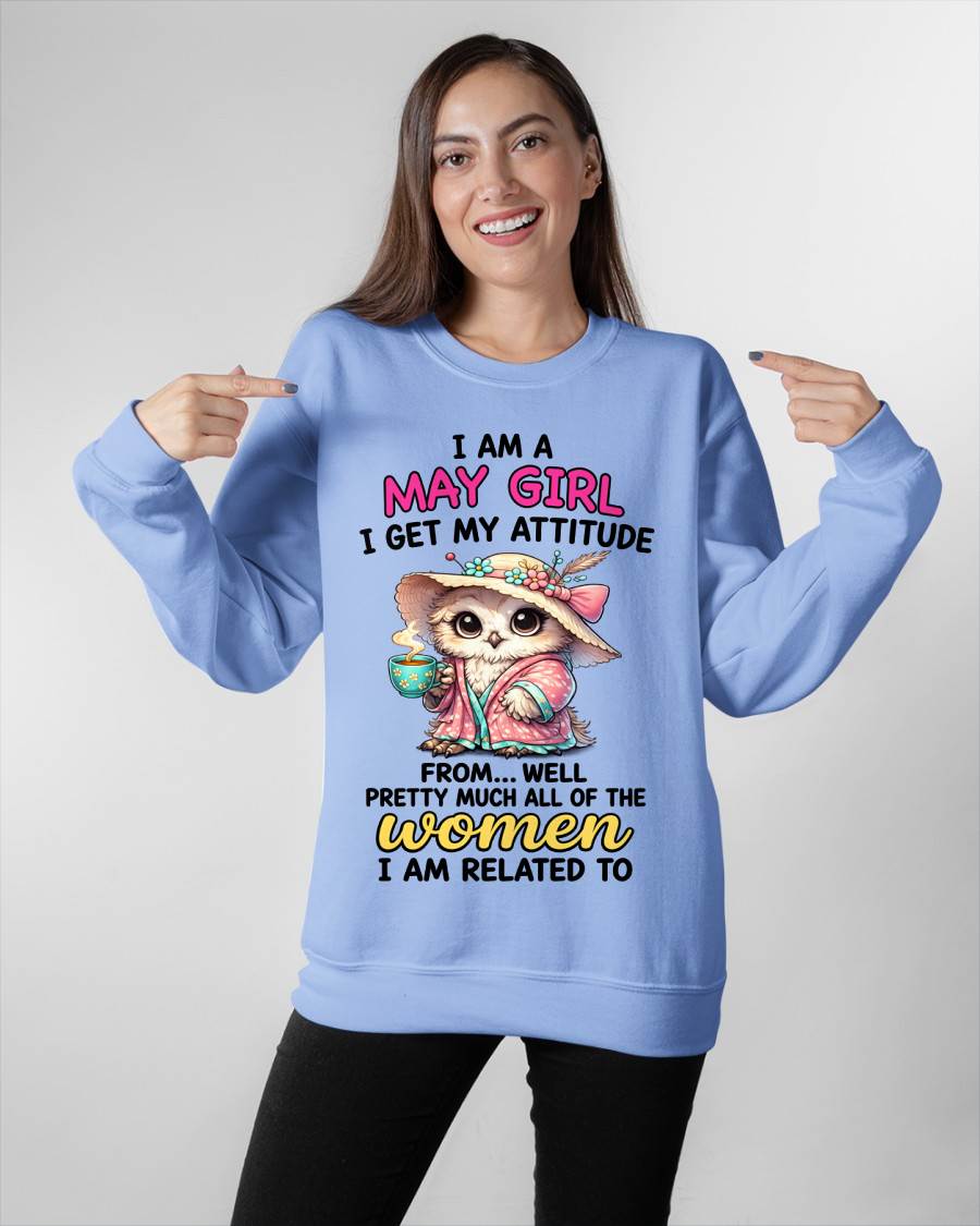 MAY GIRL – I GET MY ATTITUDE FROM MY FAMILY - FOR WOMEN - TLEE05 (SKU2604-294-05)