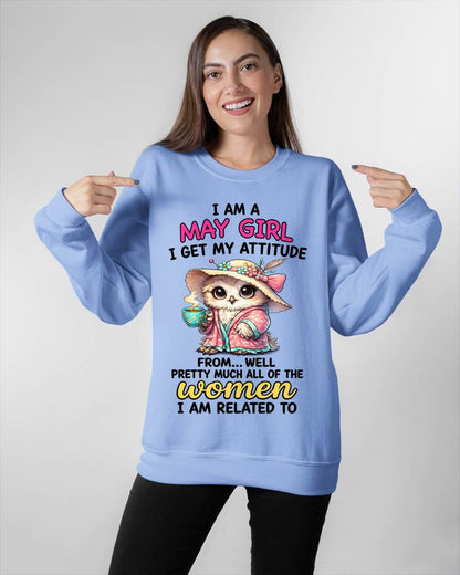 MAY GIRL – I GET MY ATTITUDE FROM MY FAMILY - FOR WOMEN - TLEE05 (SKU2604-294-05)