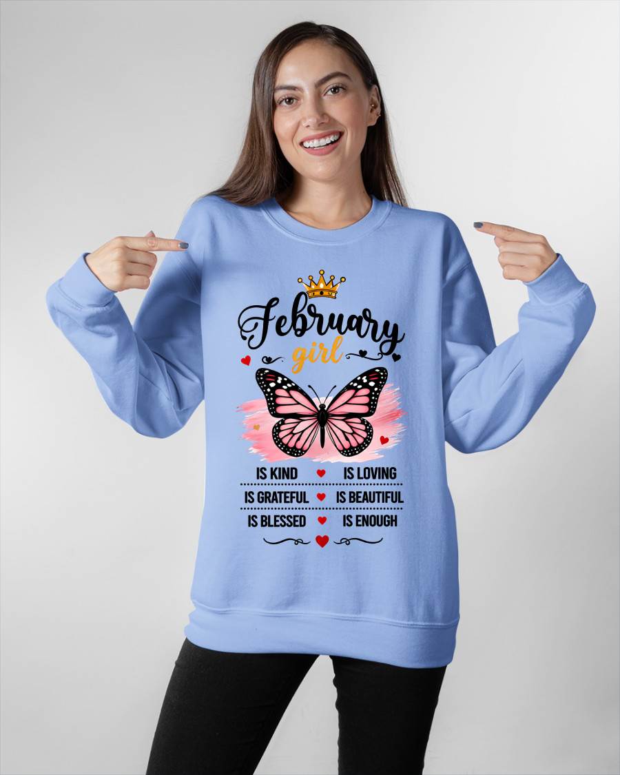 FEBRUARY GIRL BUTTERFLY SHIRT - FOR WOMEN - TLEE02 (SKU2608-593-02)