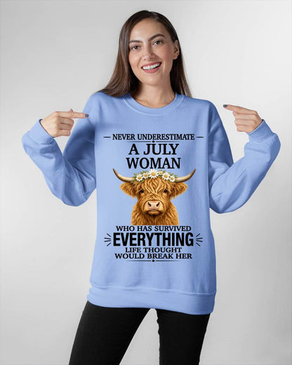 JULY WOMAN HIGHLAND COW SHIRT - FOR WOMEN - TLEE07 (SKU2606-158-07)