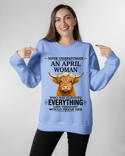 APRIL WOMAN HIGHLAND COW SHIRT - FOR WOMEN - TLEE04 (SKU2606-158-04)