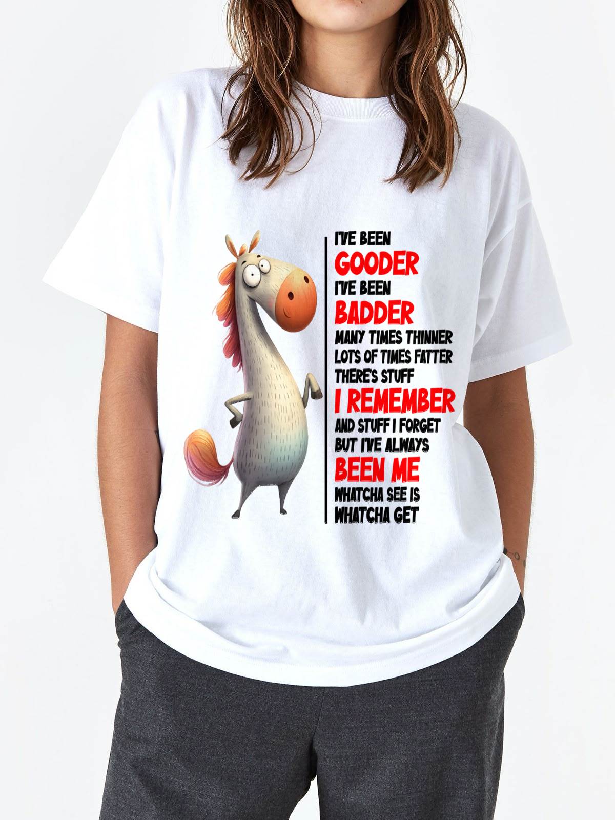FUNNY SHIRT – GOODER BADDER HUMOR BIRTHDAY TEE - FOR WOMEN - TLEE00 (SKU2603-270-00)