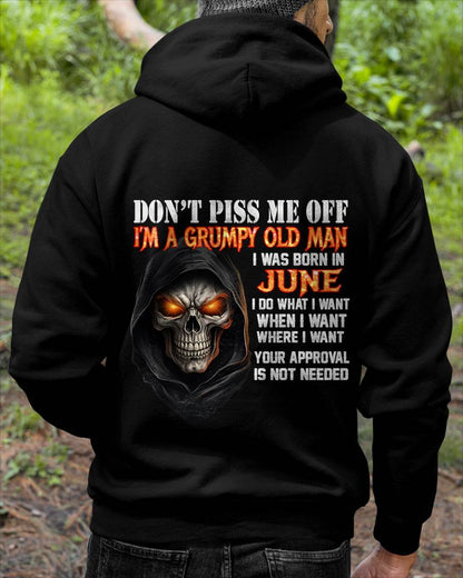 JUNE BORN GRUMPY OLD MAN SKULL T-SHIRT – FUNNY ATTITUDE SHIRT - FOR MAN - TLEE06 (SKU2603-323-06)