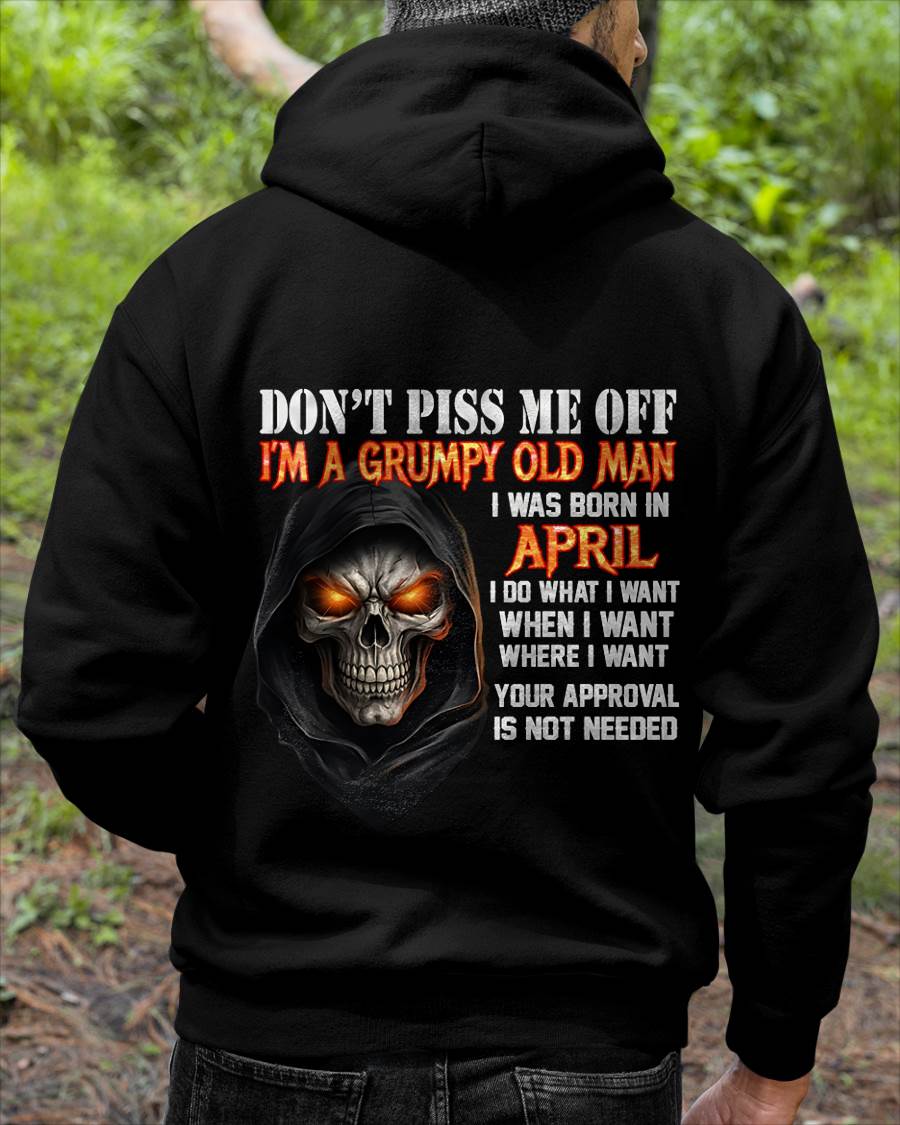 APRIL BORN GRUMPY OLD MAN SKULL T-SHIRT – FUNNY ATTITUDE SHIRT - FOR MAN - TLEE04 (SKU2603-323-04)