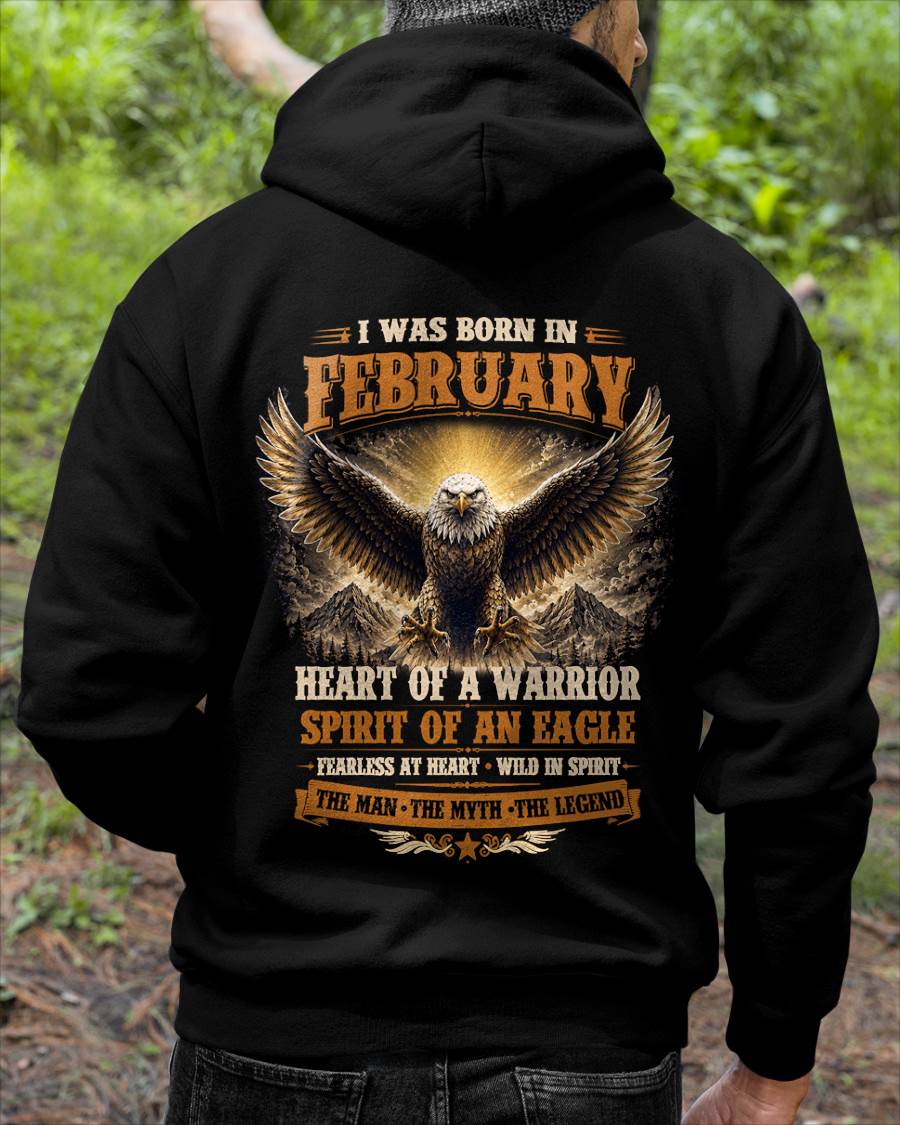 FEBRUARY BORN WARRIOR EAGLE SHIRT DESIGN - FOR MAN - TLEE02 (SKU2605-225-02)