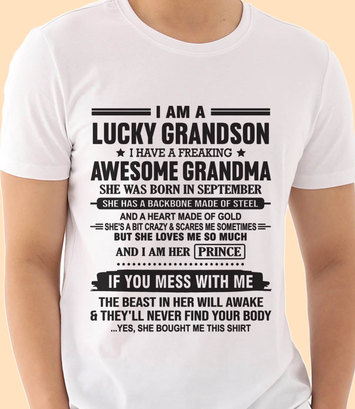SEPTEMBER - I AM A LUCKY GRANDSON I HAVE A FREAKING AWESOME GRANDMA - FROM GRANDMA - TLEE09 (SKU11-29-09)