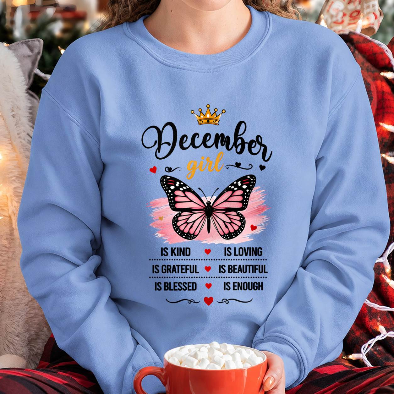 DECEMBER GIRL BUTTERFLY SHIRT - FOR WOMEN - TLEE12 (SKU2608-593-12)