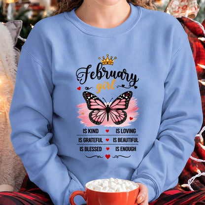 FEBRUARY GIRL BUTTERFLY SHIRT - FOR WOMEN - TLEE02 (SKU2608-593-02)