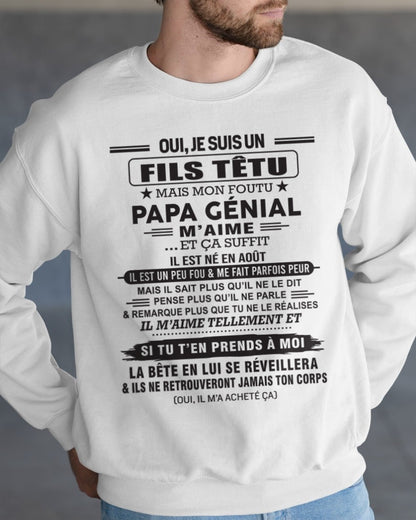 AOÛT - Oui, je suis un garçon têtu – T-shirt | Cadeau d’anniversaire de papa pour son fils - TLEE08 / fr08 (SKU12-260-08)