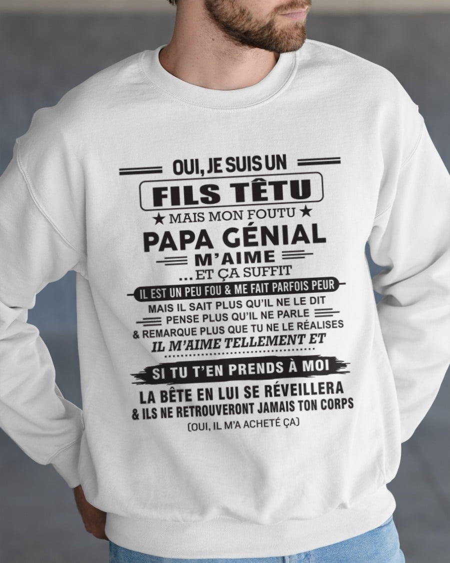 Oui, je suis un garçon têtu – T-shirt | Cadeau d’anniversaire de papa pour son fils - TLEE00 / fr00 (SKU12-260-00)