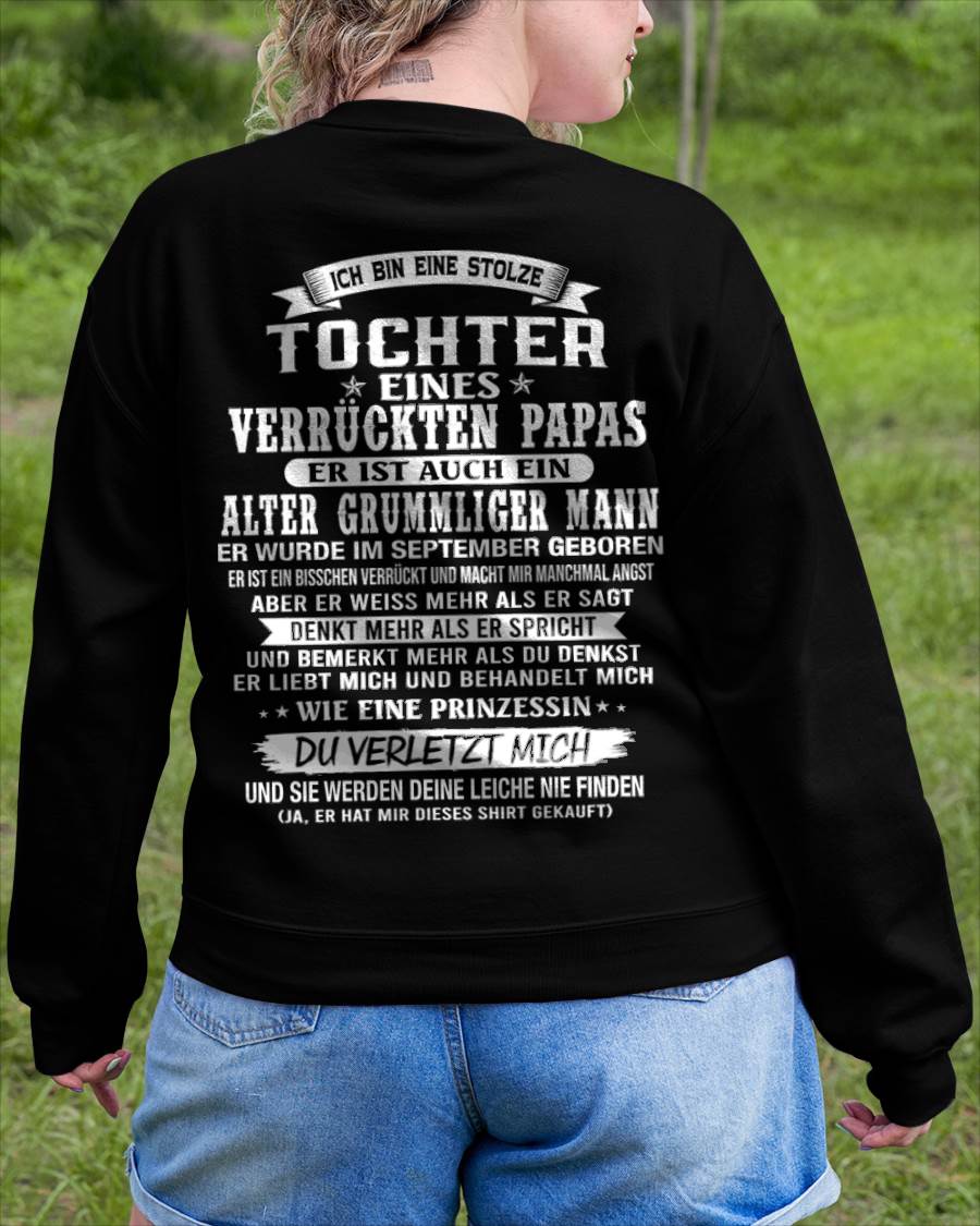 SEPTEMBER / TOCHTER EINES VERRÜCKTEN PAPAS SHIRT - GESCHENK VOM PAPA - TLEE09 (SKU2606-230-09)