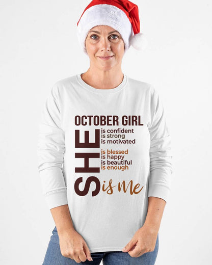 OCTOBER BORN GIRL – CONFIDENT & STRONG - FOR WOMEN - TLEE10 (SKU2605-04-10)