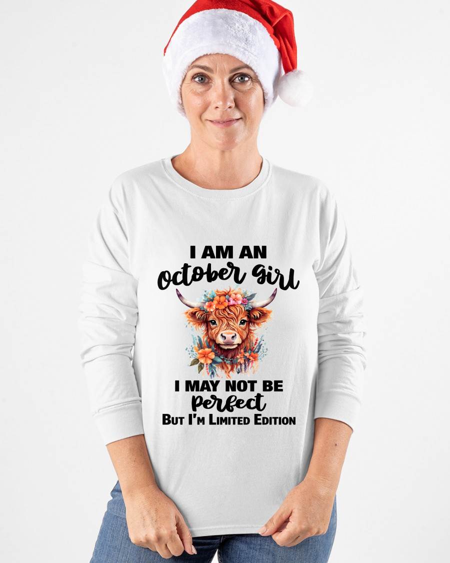 OCTOBER GIRL FLORAL HIGHLAND COW TEE - FOR WOMEN - TLEE10 (SKU2607-278-10)