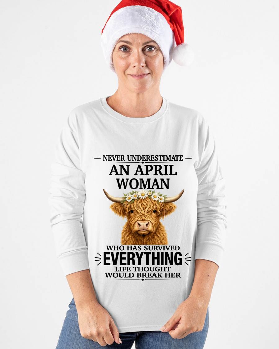 APRIL WOMAN HIGHLAND COW SHIRT - FOR WOMEN - TLEE04 (SKU2606-158-04)