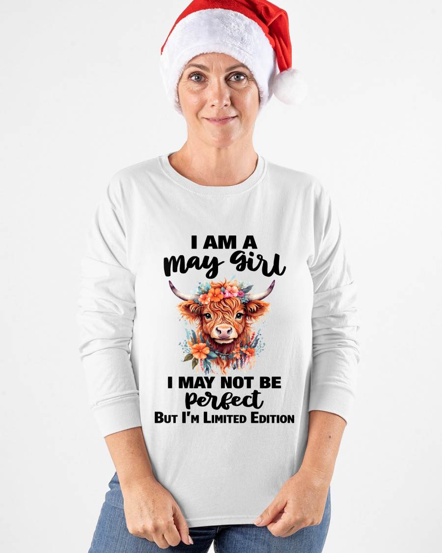 MAY GIRL FLORAL HIGHLAND COW TEE - FOR WOMEN - TLEE05 (SKU2607-278-05)