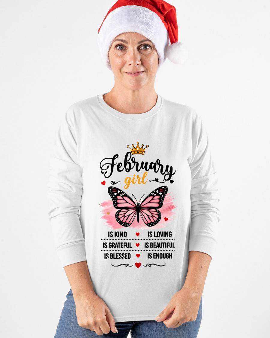 FEBRUARY GIRL BUTTERFLY SHIRT - FOR WOMEN - TLEE02 (SKU2608-593-02)