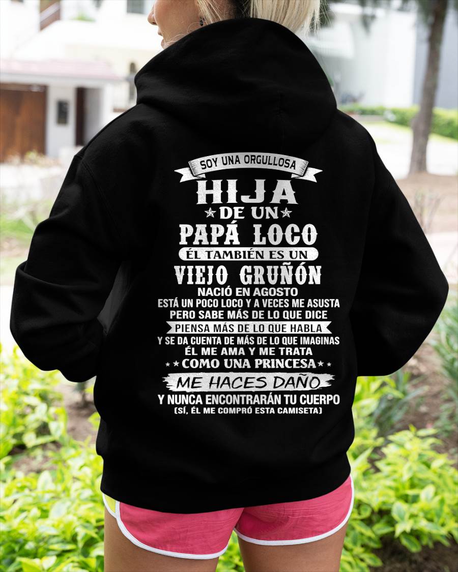 AGOSTO / HIJA DE UN PAPÁ LOCO SHIRT - REGALO DE PAPÁ  - TLEE08 (SKU2606-229-08)