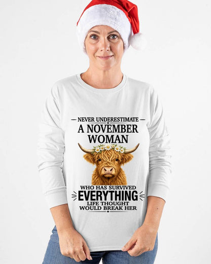 NOVEMBER WOMAN HIGHLAND COW SHIRT - FOR WOMEN - TLEE11 (SKU2606-158-11)