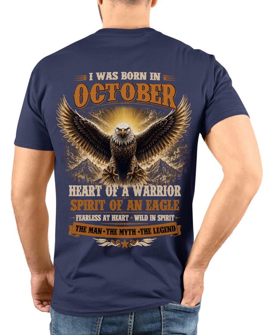 OCTOBER BORN WARRIOR EAGLE SHIRT DESIGN - FOR MAN - TLEE10 (SKU2605-225-10)