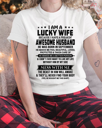 SEPTEMBER BORN HUSBAND'S LUCKY WIFE - FROM HUSBAND - TLEE09 (SKU2605-97-09)