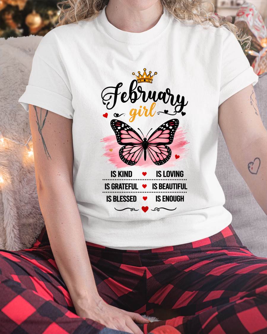 FEBRUARY GIRL BUTTERFLY SHIRT - FOR WOMEN - TLEE02 (SKU2608-593-02)