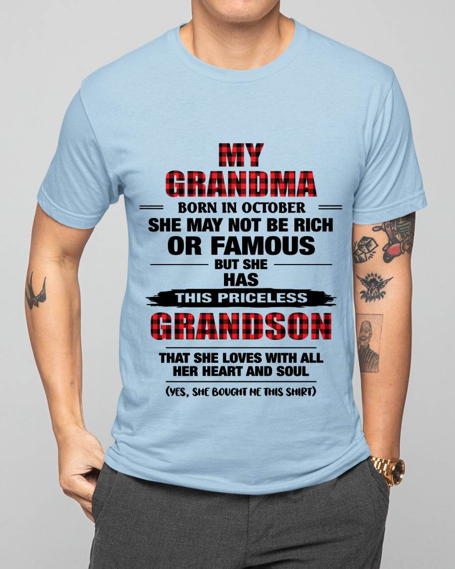 OCTOBER GRANDMA LOVES ME – PRICELESS GRANDSON GIFT- FROM GRANDMA - TLEE10 (SKU2604-260-10)
