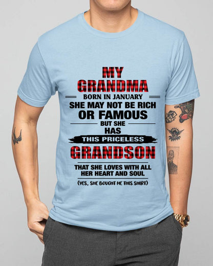 JANUARY GRANDMA LOVES ME – PRICELESS GRANDSON GIFT- FROM GRANDMA - TLEE01 (SKU2604-260-01)