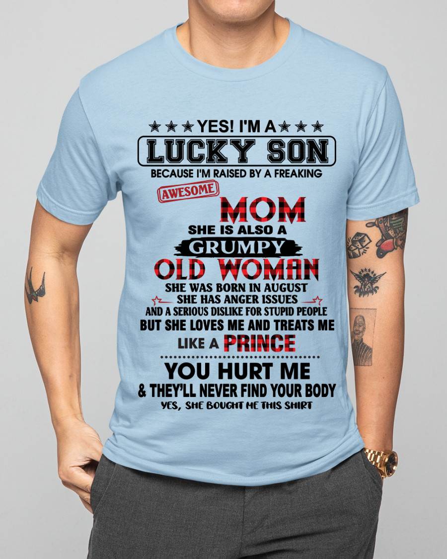 AUGUST - LUCKY SON – PROUD TO BE RAISED BY AN AWESOME MOM - FROM MOM - TLEE08 (SKU2603-106-08)
