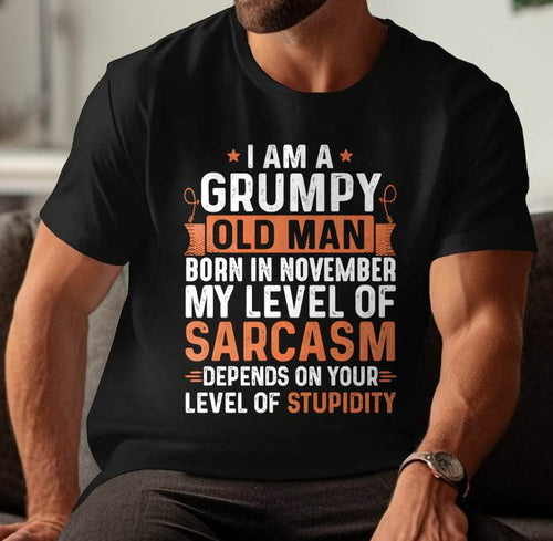 NOVEMBER - SARCASTIC LEVEL: DEPENDS ON YOUR STUPIDITY SHIRT - GIFT FOR MAN - TLEE11 (SKU10-70-11)