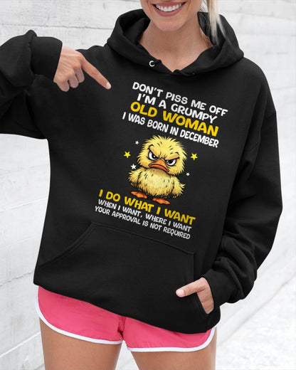 DECEMBER BORN - GRUMPY OLD WOMAN FUNNY DUCK SHIRT - FOR WOMEN - TLEE12 (SKU2603-236-12)