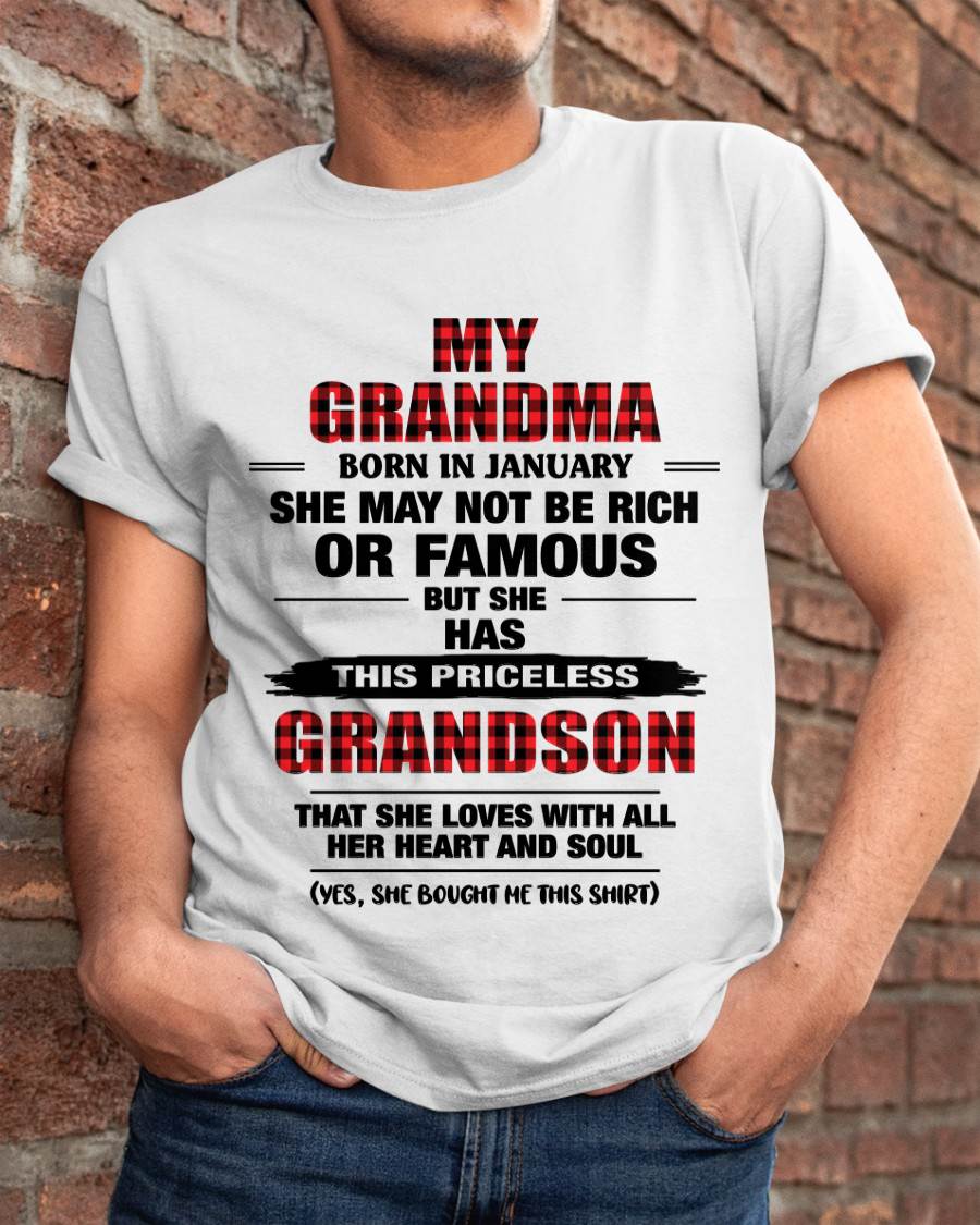 JANUARY GRANDMA LOVES ME – PRICELESS GRANDSON GIFT- FROM GRANDMA - TLEE01 (SKU2604-260-01)
