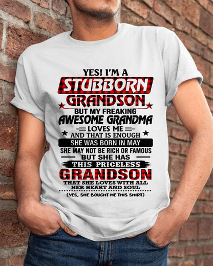 MAY - STUBBORN GRANDSON GRANDMA SHIRT - FROM GRANDMA - TLEE05 (SKU2608-86-05)