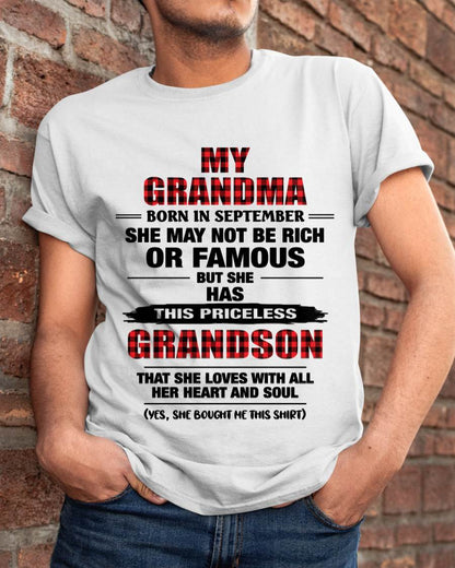 SEPTEMBER GRANDMA LOVES ME – PRICELESS GRANDSON GIFT- FROM GRANDMA - TLEE09 (SKU2604-260-09)