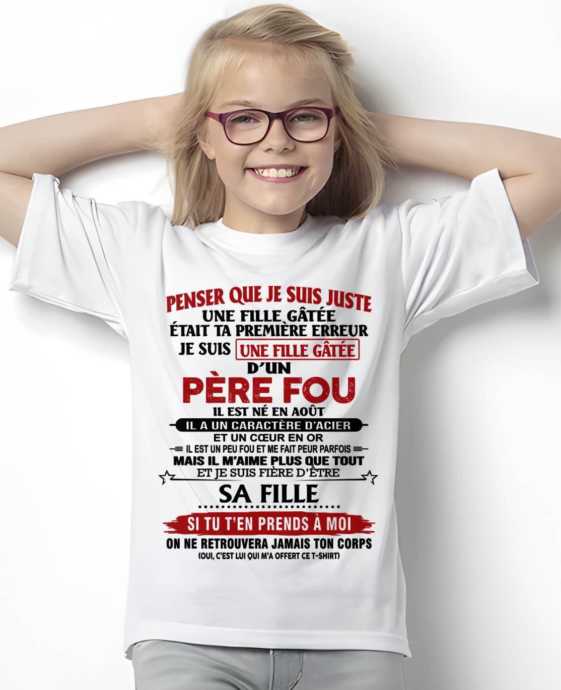 AOÛT / PAPA FOU, FILLE GÂTÉE - CADEAU DE PAPA - TLEE08 (SKU2605-354-08)