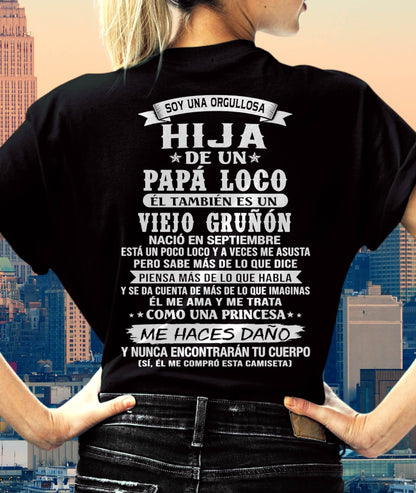 SEPTIEMBRE / HIJA DE UN PAPÁ LOCO SHIRT - REGALO DE PAPÁ  - TLEE09 (SKU2606-229-09)
