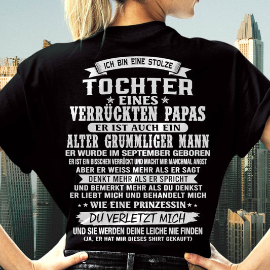SEPTEMBER / TOCHTER EINES VERRÜCKTEN PAPAS SHIRT - GESCHENK VOM PAPA - TLEE09 (SKU2606-230-09)