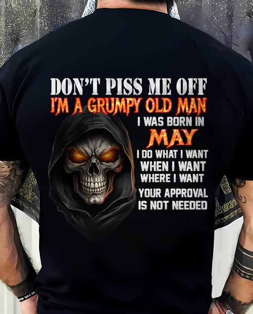 MAY BORN GRUMPY OLD MAN SKULL T-SHIRT – FUNNY ATTITUDE SHIRT - FOR MAN - TLEE05 (SKU2603-323-05)