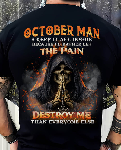 OCTOBER MAN SKULL SHIRT – I KEEP IT ALL INSIDE DARK GOTHIC T-SHIRT - FOR MAN - TLEE10 (SKU2604-136-10)